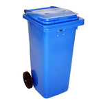 Rolcontainer met papiergleuf en slot 120 liter blauw