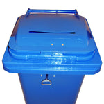 Rolcontainer met papiergleuf en slot 120 liter blauw