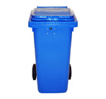Rolcontainer met papiergleuf en slot 120 liter blauw