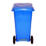 Rolcontainer met papiergleuf en slot 120 liter blauw