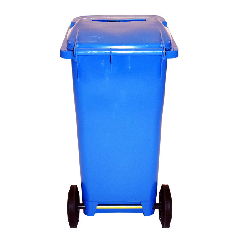 Rolcontainer met papiergleuf en slot 120 liter blauw