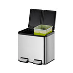 EKO Essential splitted Recycler pedaalemmer 10+10 liter mat RVS