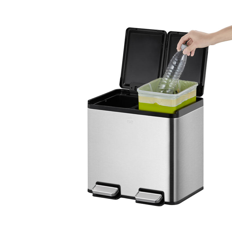 EKO Essential splitted Recycler pedaalemmer 10+10 liter mat RVS