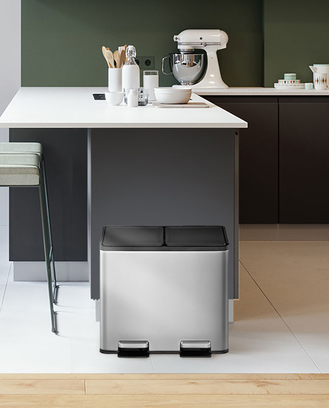 EKO Essential splitted Recycler pedaalemmer 10+10 liter mat RVS