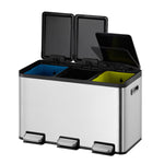 EKO Essential splitted Recycler pedaalemmer 10+10+10 liter mat RVS