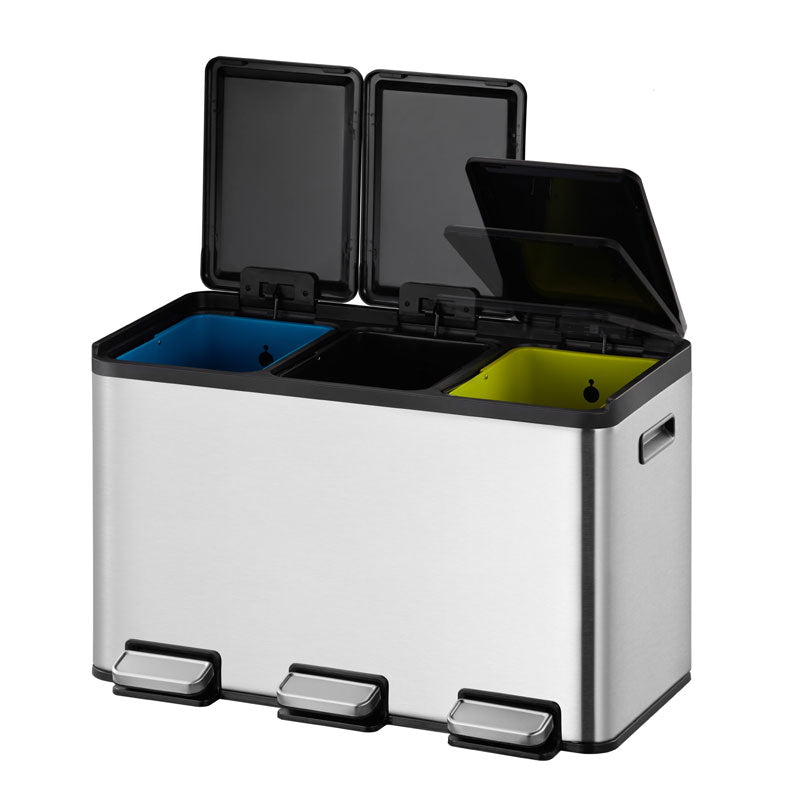 EKO Essential splitted Recycler pedaalemmer 10+10+10 liter mat RVS
