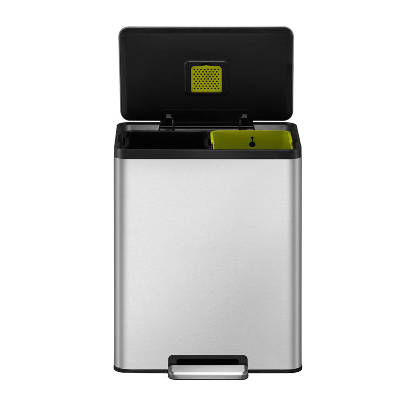 EKO EcoCasa 2 recycling pedaalemmer 30+30 liter mat RVS
