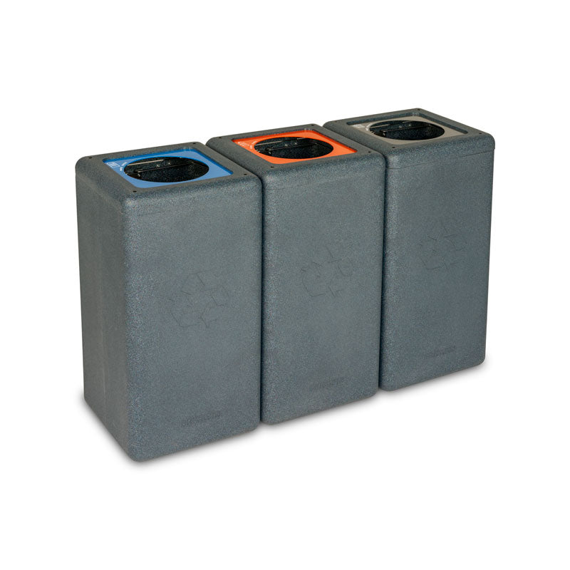 BrickBin circulaire afvalbak Paper 65 liter grijs met blauwe plaat