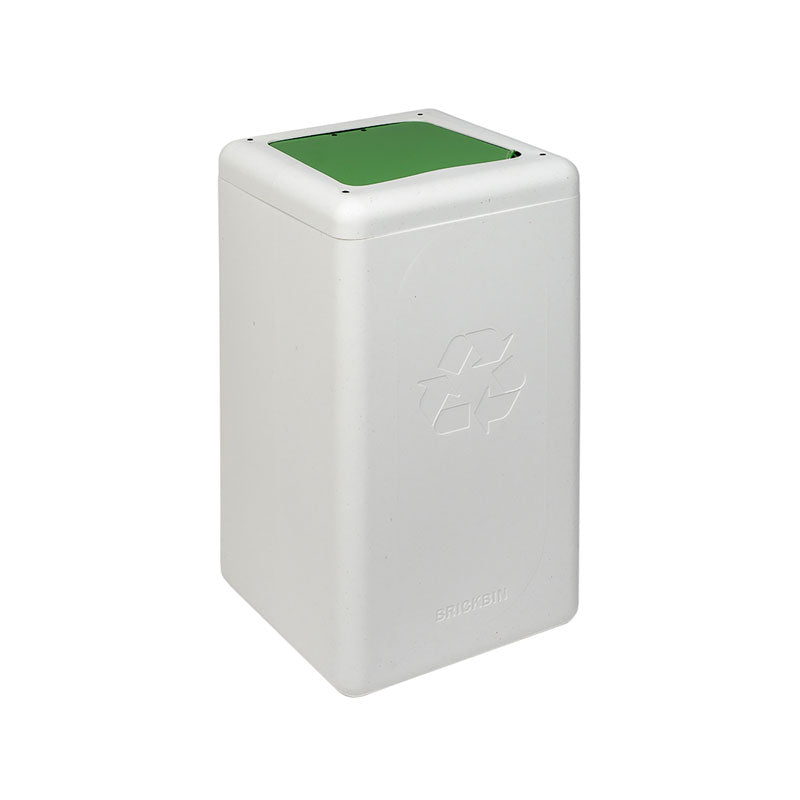 BrickBin circulaire afvalbak met klepdeksel 65 liter wit met groene plaat