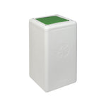 BrickBin circulaire afvalbak met klepdeksel 65 liter wit met groene plaat