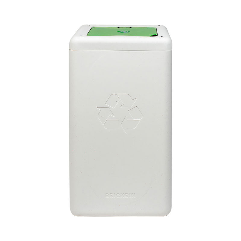 BrickBin circulaire afvalbak met klepdeksel 65 liter wit met groene plaat