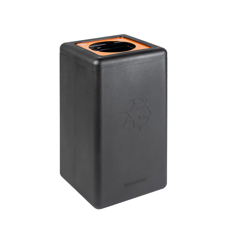 BrickBin circulaire afvalbak Plastic 65 liter zwart met oranje plaat