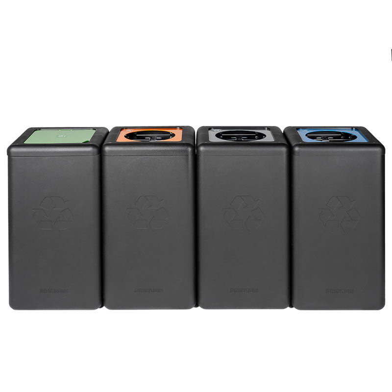 BrickBin circulaire afvalbak Paper 65 liter zwart met blauwe plaat