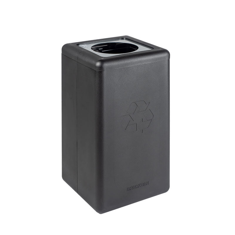 BrickBin circulaire afvalbak Waste 65 liter zwart met grijze plaat