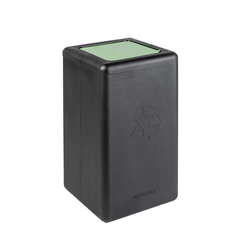 BrickBin circulaire afvalbak met klepdeksel 65 liter zwart met groene plaat