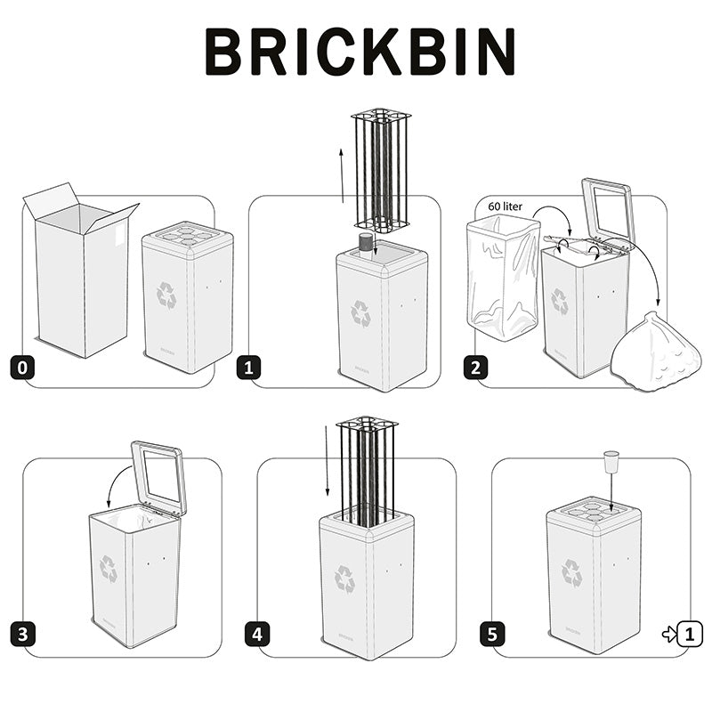 BrickBin circulaire bekerbak Cups 65 liter zwart/geel