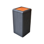 BrickBin circulaire afvalbak met klepdeksel 65 liter zwart met oranje plaat
