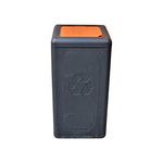 BrickBin circulaire afvalbak met klepdeksel 65 liter zwart met oranje plaat