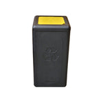 BrickBin circulaire afvalbak met klepdeksel 65 liter zwart met gele plaat