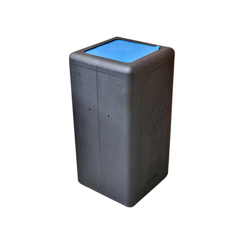 BrickBin circulaire afvalbak met klepdeksel 65 liter zwart met blauwe plaat