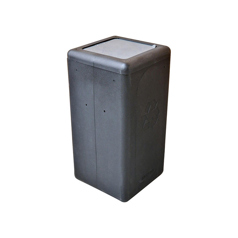 BrickBin circulaire afvalbak met klepdeksel 65 liter zwart met grijze plaat