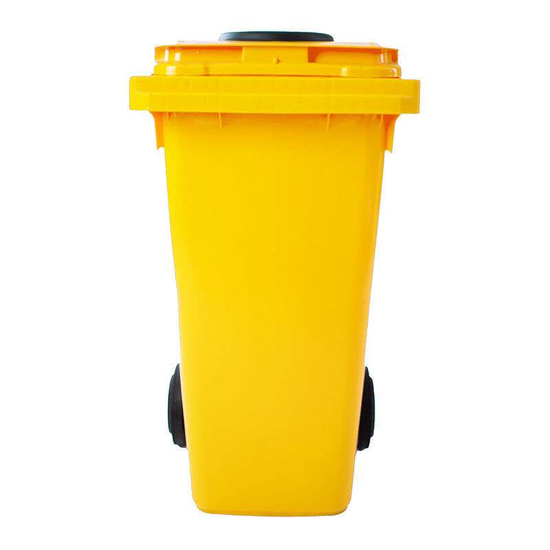 Container met rozet 120 liter geel