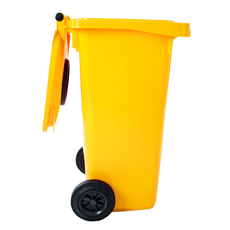 Container met rozet 120 liter geel