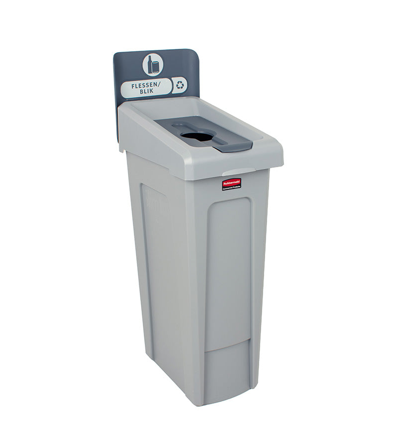 Rubbermaid Slim Jim Recyclingstation Fles/Blik inwerpopening 87 liter grijs