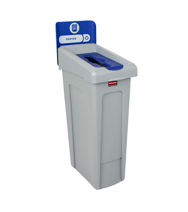 Rubbermaid Slim Jim Recyclingstation Papier inwerpopening grijs/blauw