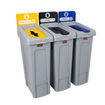 Rubbermaid Slim Jim Recyclingstation PMD inwerpopening 87 liter grijs/geel