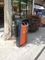 BINsolumn buitenafvalbak 2x50 liter zwart/grijs/oranje