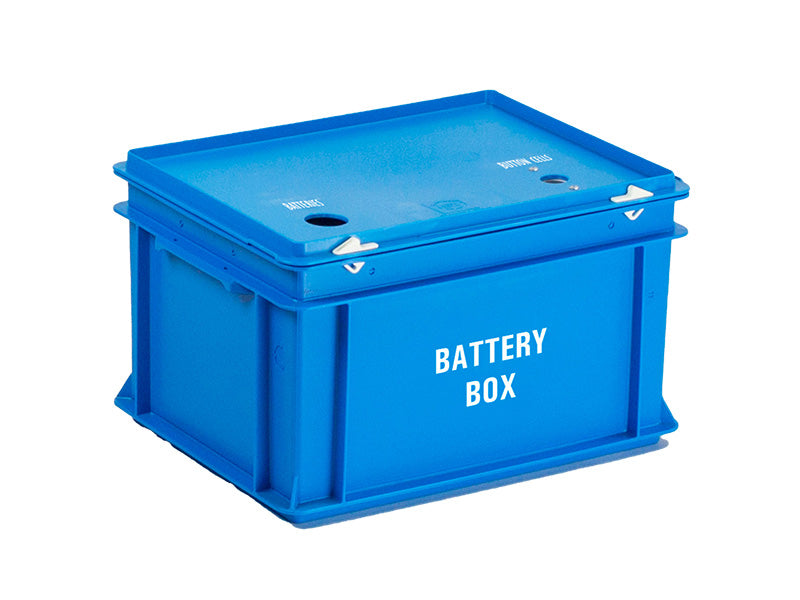 V-Part batterijbox met Engelse tekst 20 liter blauw