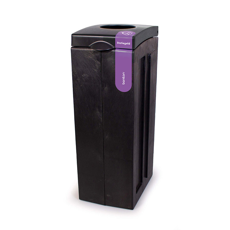 Bonton Original statiegeld module open deksel 70 liter met afvalstroomsticker zwart/paars