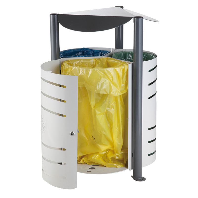 Drievoudige afvalscheidingsbak 3x75 liter grijs