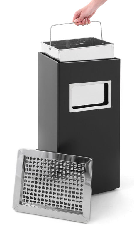 V-Part as-papierbak rechthoekig 14,5 liter zwart/RVS