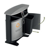 V-Part buitenafvalbak afvalscheiding-batterijen 78 liter aluminiumgrijs/zwart