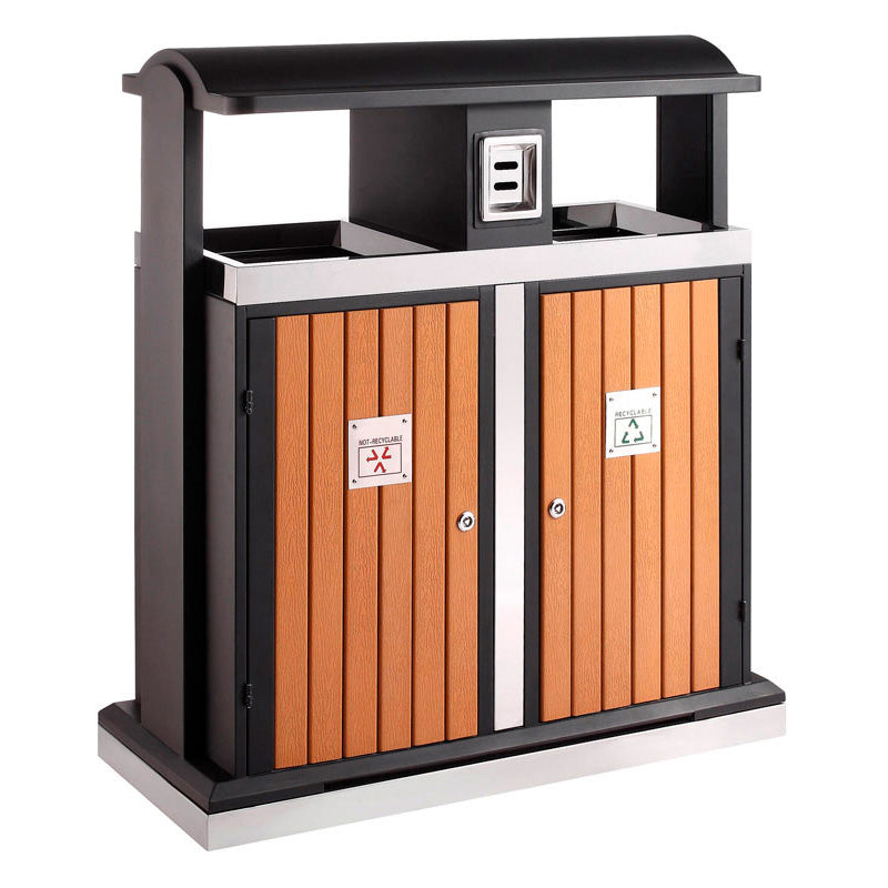 V-Part buitenafvalbak afvalscheiding 2x50 liter houtlook