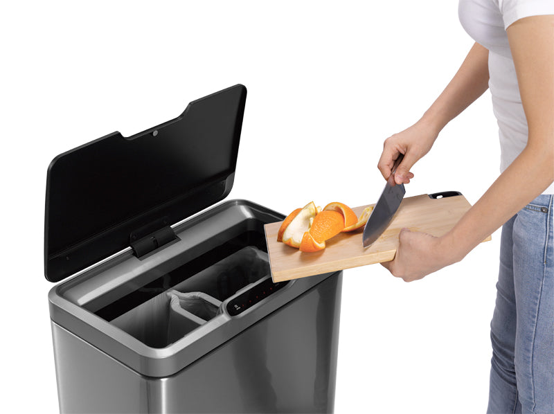 EKO Mirage Recycler Sensor Bin 20+20 liter mat RVS/zwart