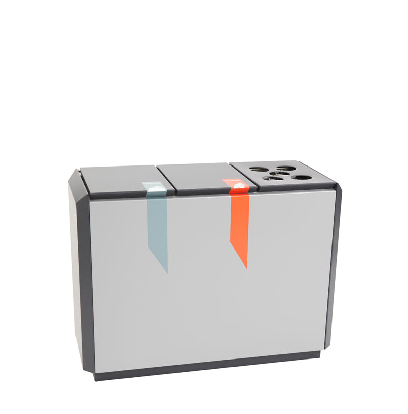 DutchDesign RecycloStar 3 met bekerinzet 165 liter grafietgrijs/lichtgrijs