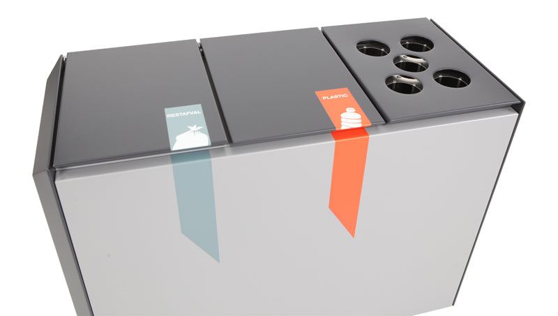 DutchDesign RecycloStar 3 met bekerinzet 165 liter grafietgrijs/lichtgrijs