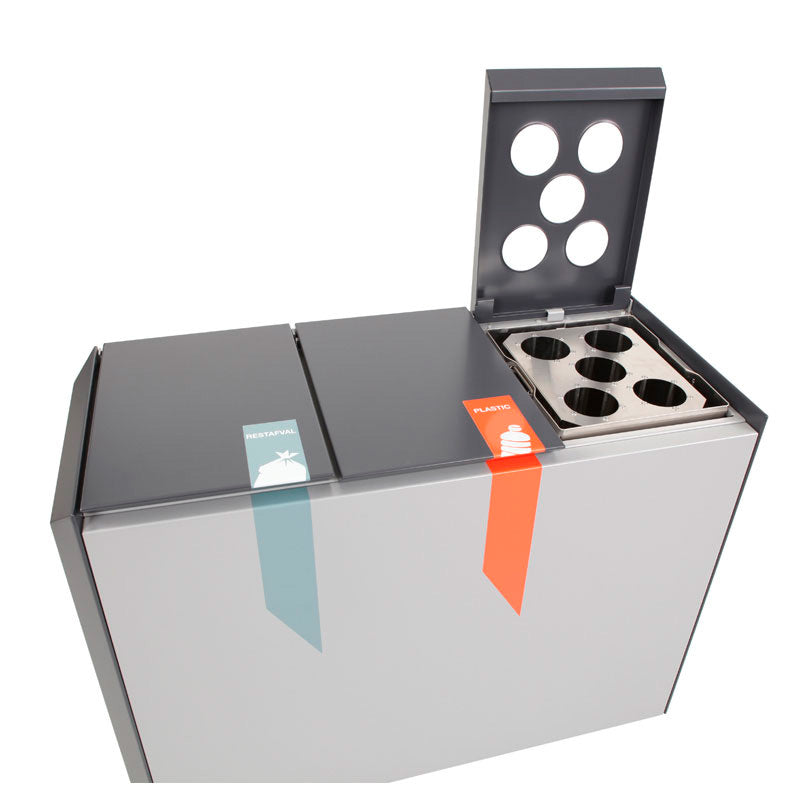 DutchDesign RecycloStar 3 met bekerinzet 165 liter grafietgrijs/lichtgrijs