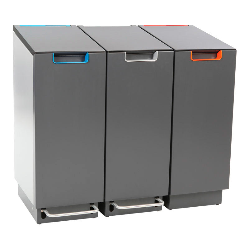 DutchDesign Connector Bin Lift recyclingmodule 55 liter grafietgrijs/lichtgrijs