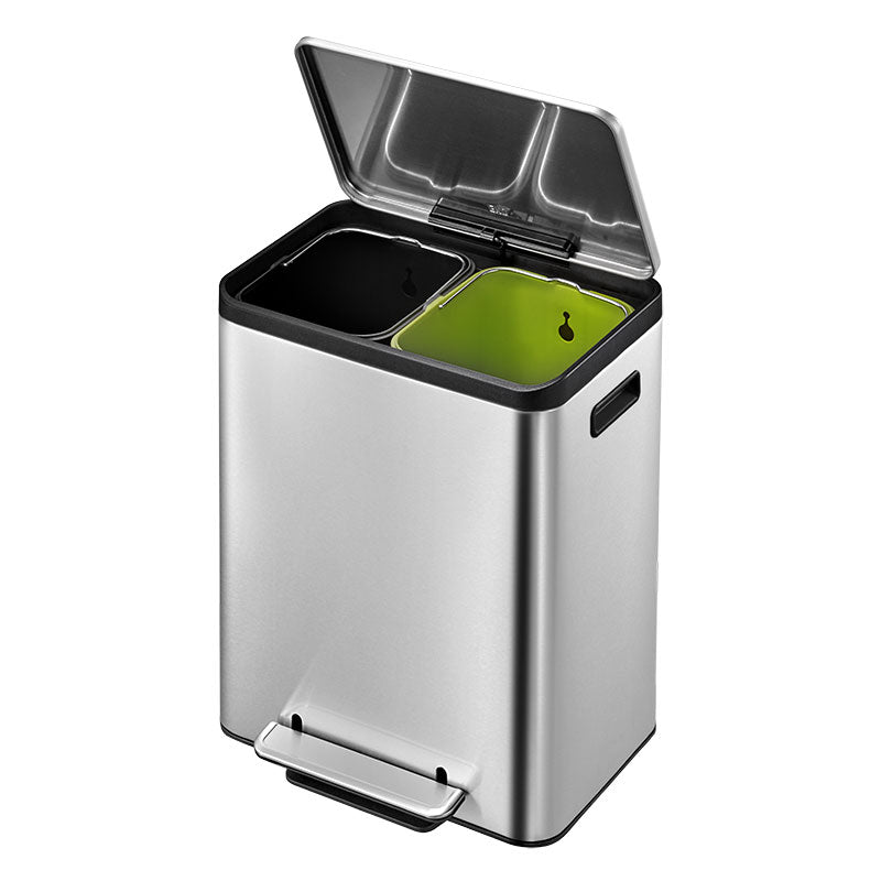 EKO EcoCasa Recycler pedaalemmer 15+15 liter mat RVS