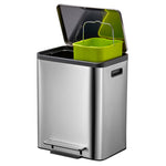 EKO EcoCasa Recycler pedaalemmer 15+15 liter mat RVS