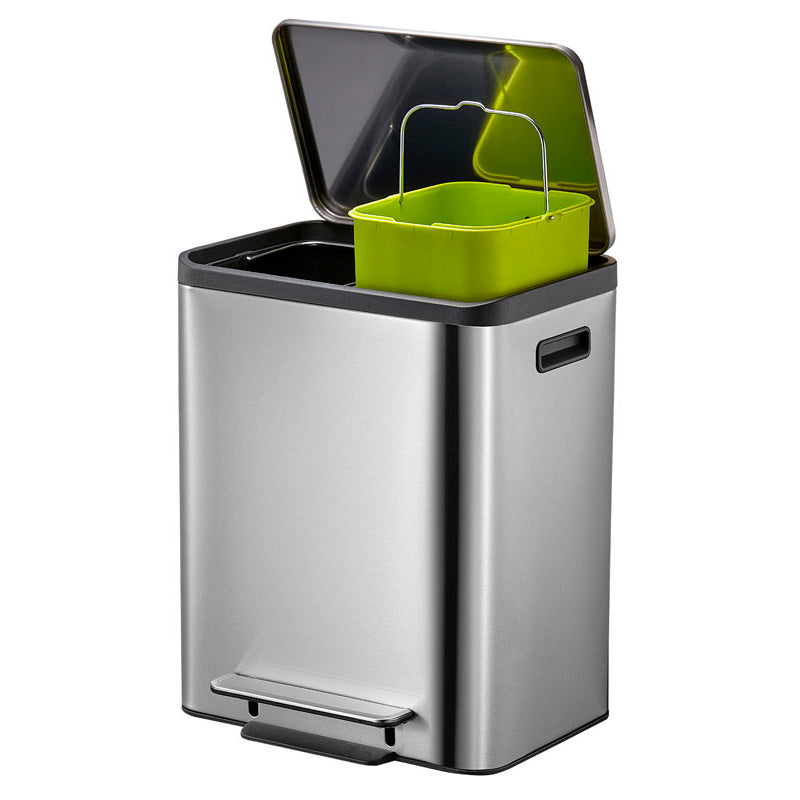 EKO EcoCasa Recycler pedaalemmer 15+15 liter mat RVS