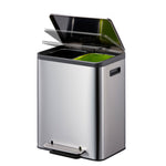 EKO EcoCasa Recycler pedaalemmer 15+15 liter mat RVS