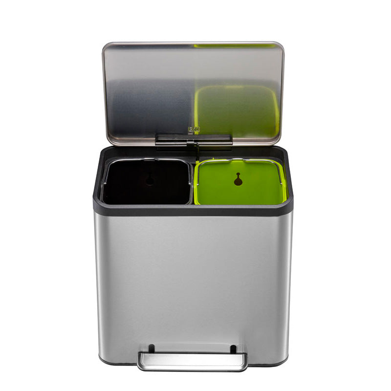 EKO EcoCasa Recycler pedaalemmer 15+15 liter mat RVS