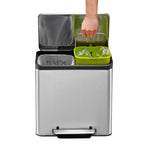 EKO EcoCasa Recycler pedaalemmer 15+15 liter mat RVS