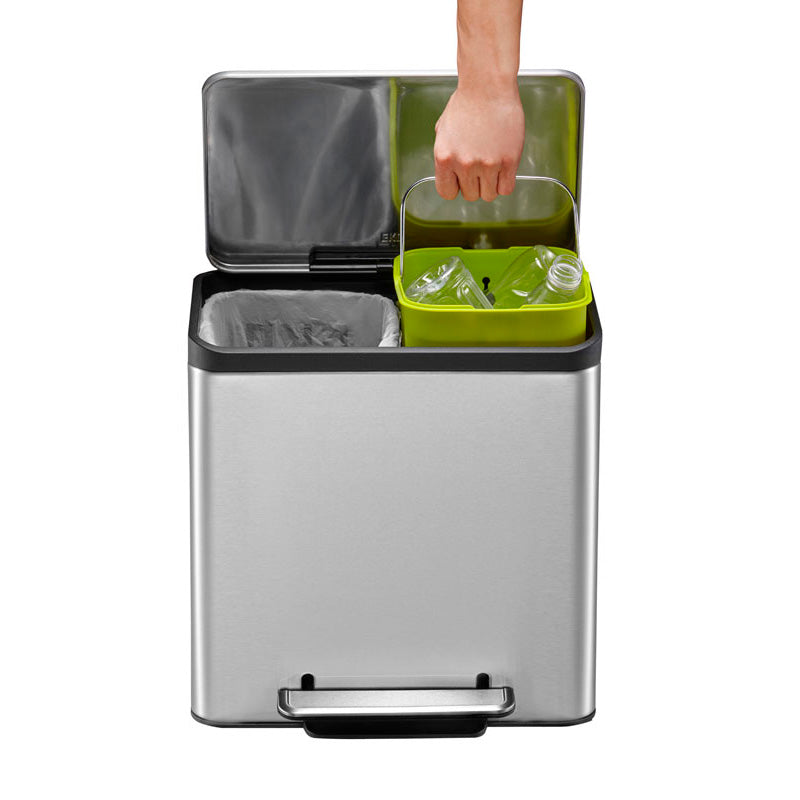 EKO EcoCasa Recycler pedaalemmer 15+15 liter mat RVS