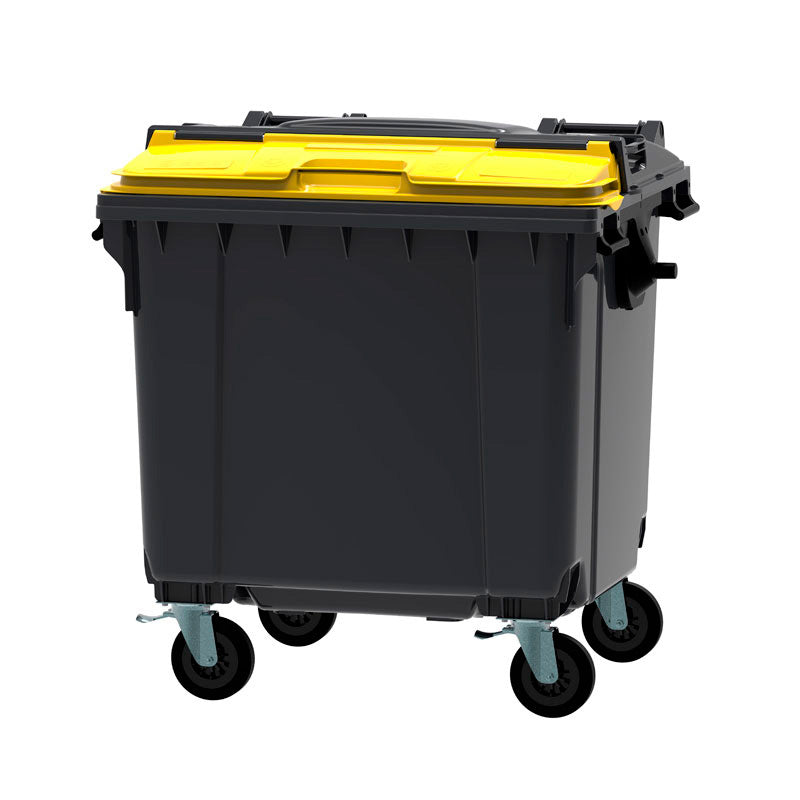 Container 1100 liter split deksel grijs/geel